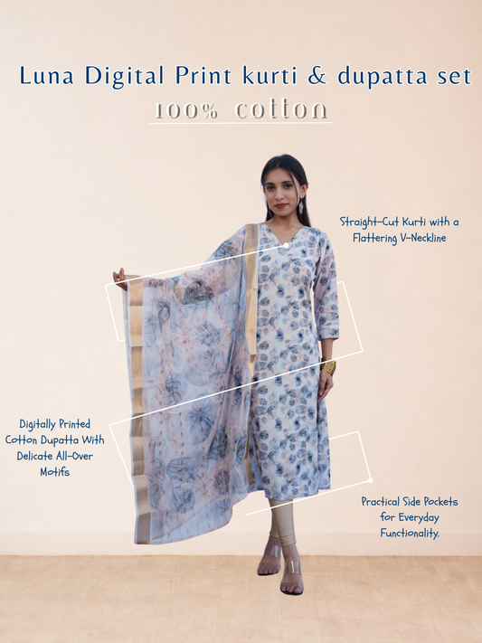 Luna Digital Printed kurti & dupatta set
