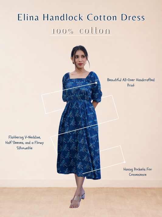 Elina HandBlock Cotton Dress