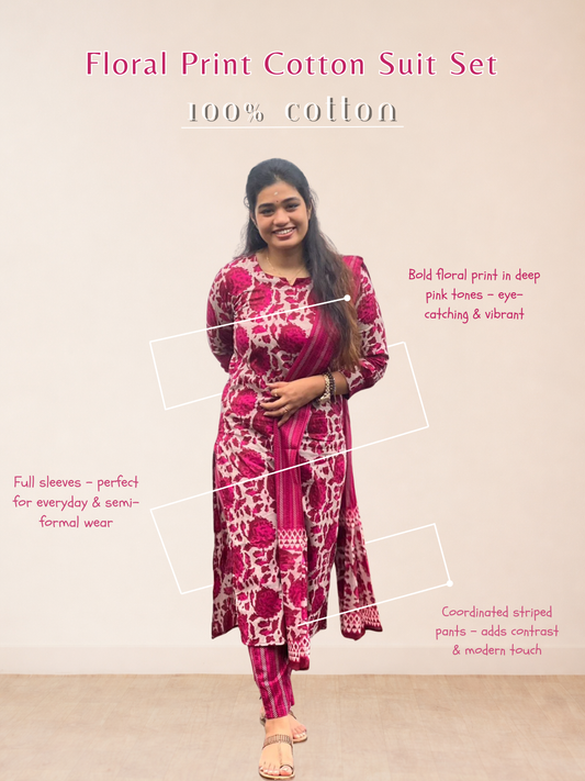 Floral Print Cotton Suit Set