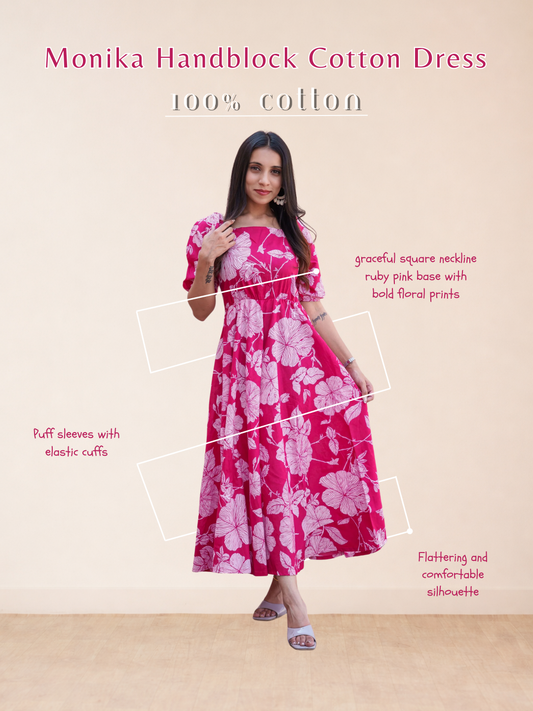 Monika Handblock Cotton Dress