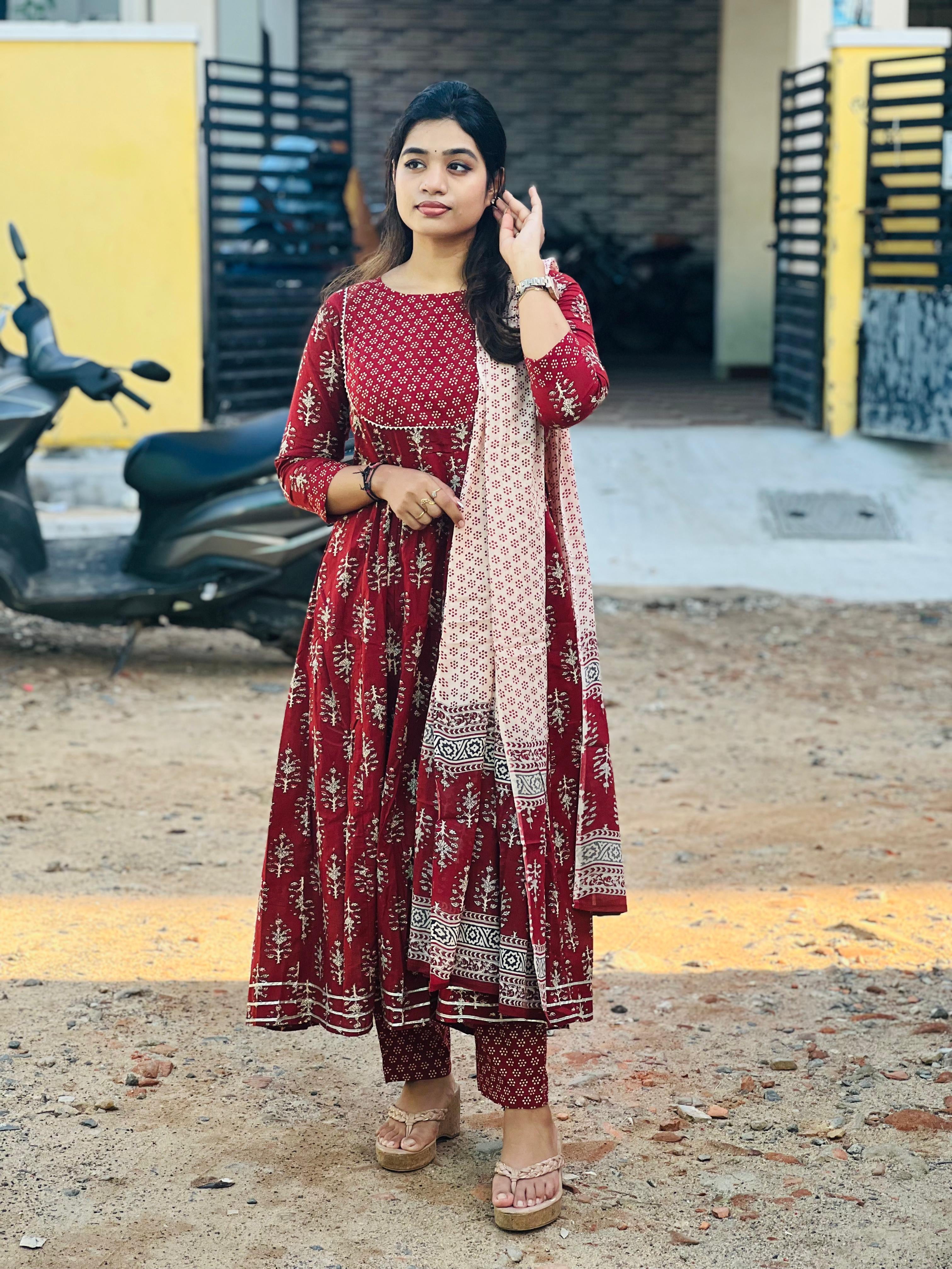 INARAH Cotton Anarkali set