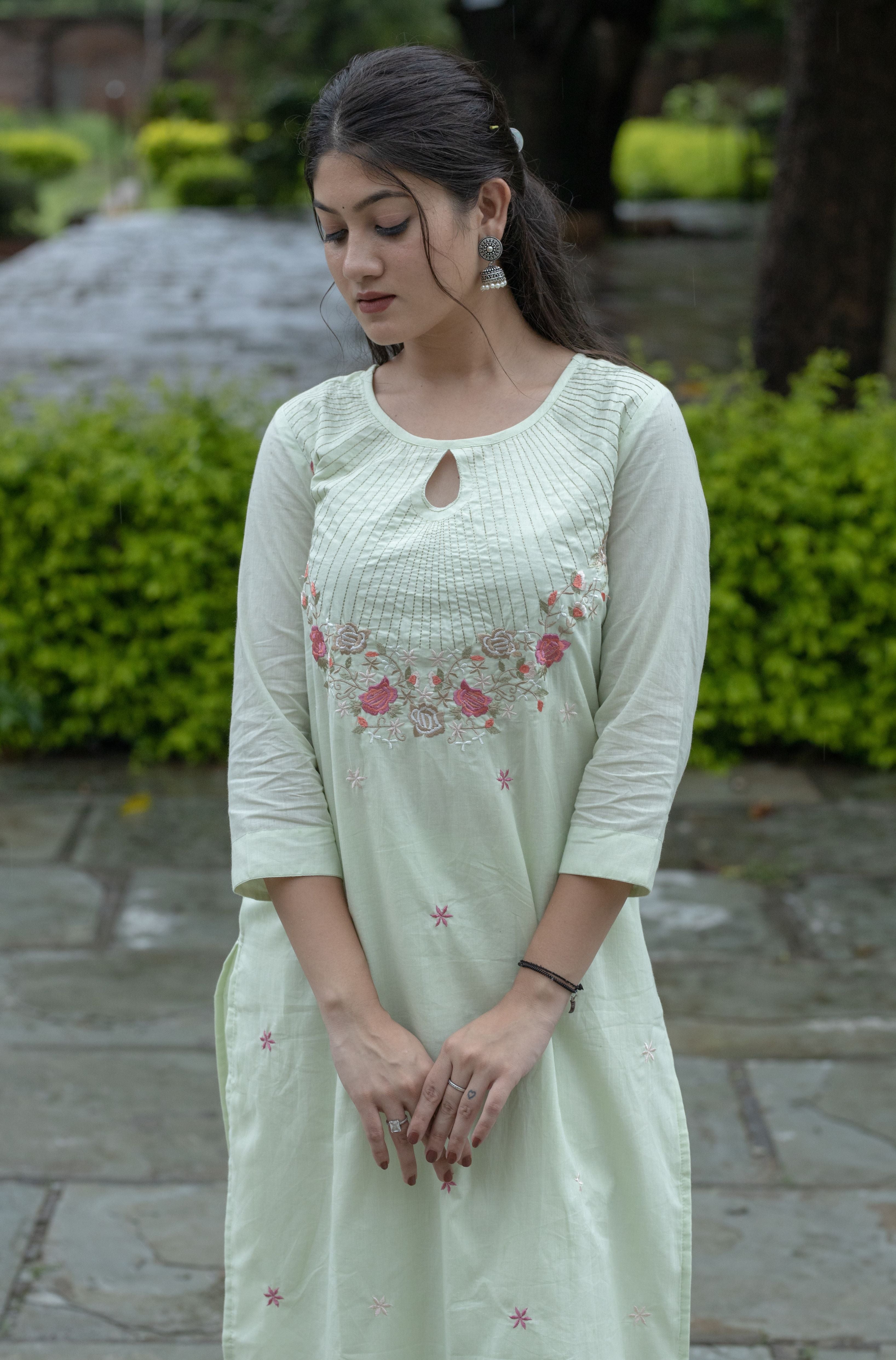 Mint Green Designer Embroidered Suit Set