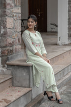 Mint Green Designer Embroidered Suit Set