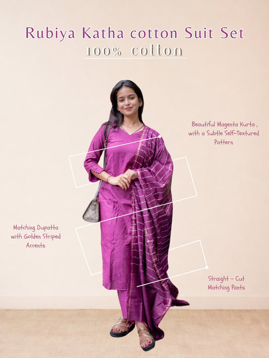 Rubiya Katha cotton Suit Set