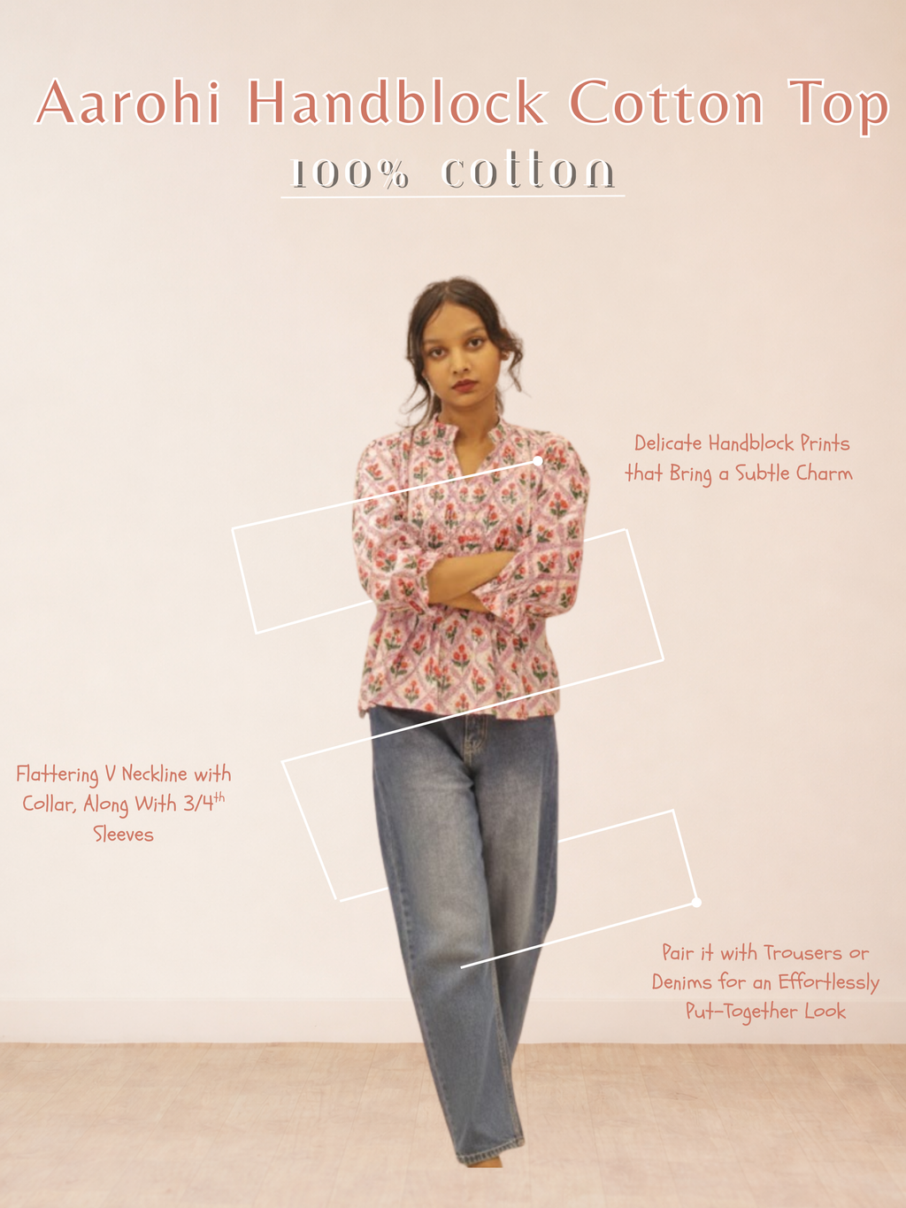 Aarohi Handblock Cotton Top