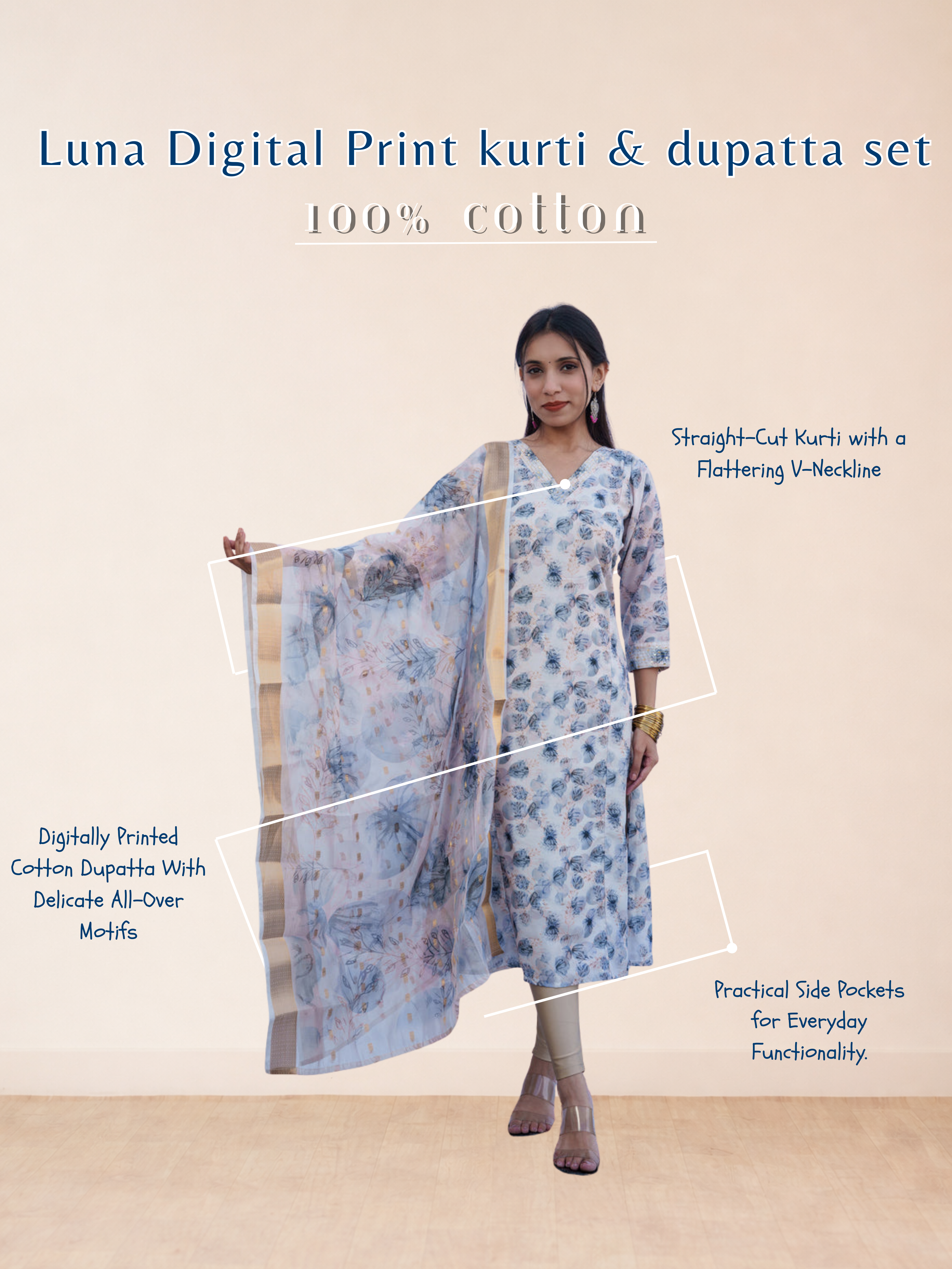 Luna Digital Printed kurti & dupatta set