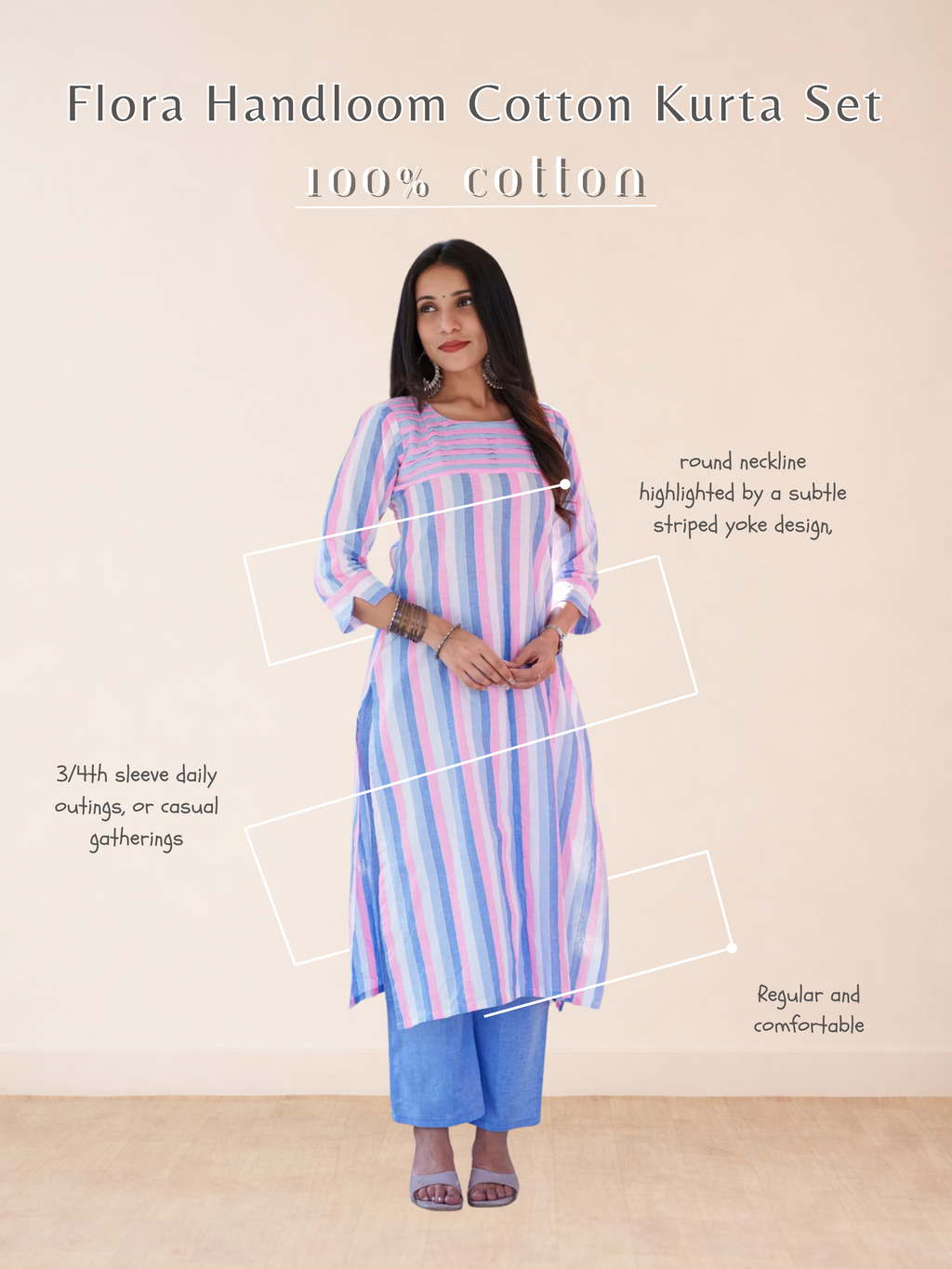 Flora Handloom Cotton Kurta Set