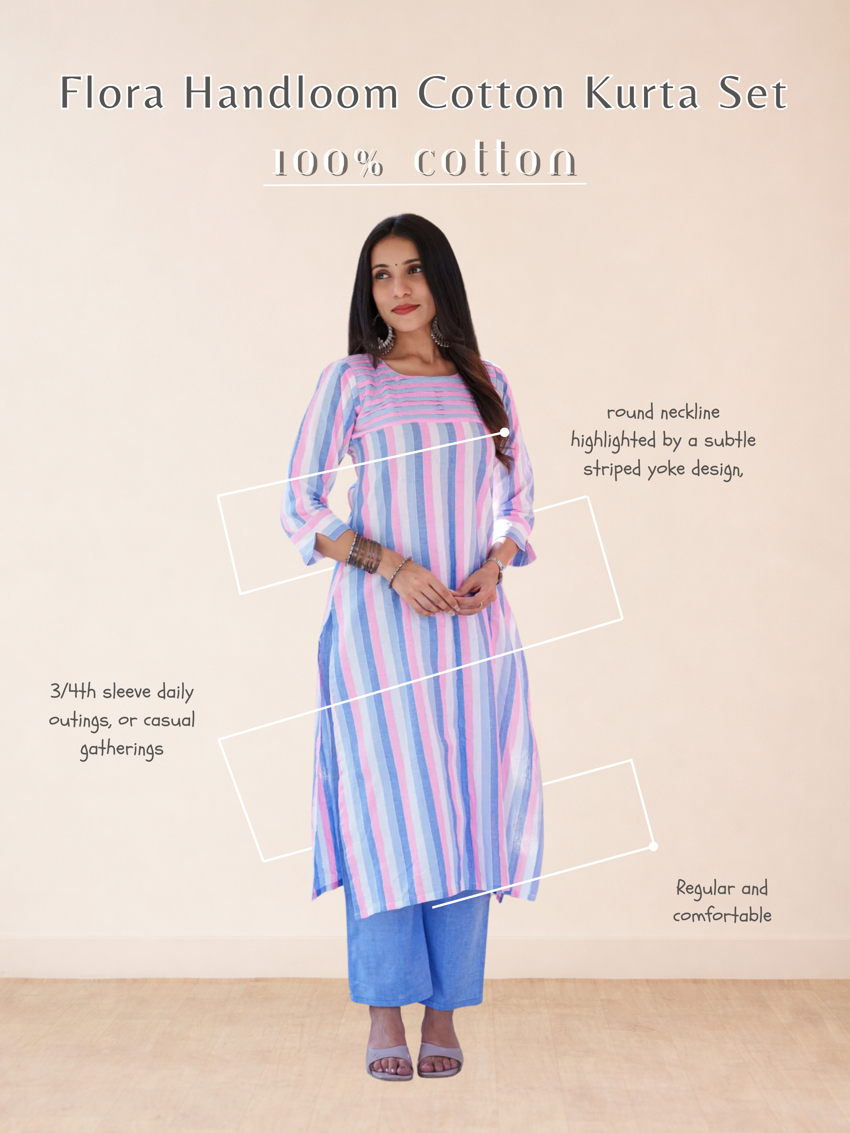 Flora Handloom Cotton Kurta Set