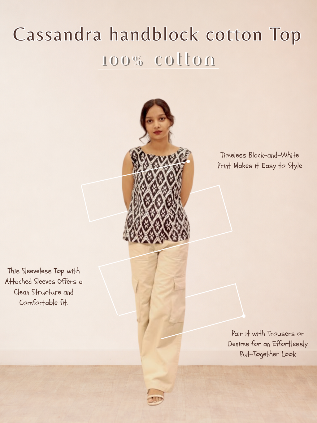 Cassandra handblock cotton Top