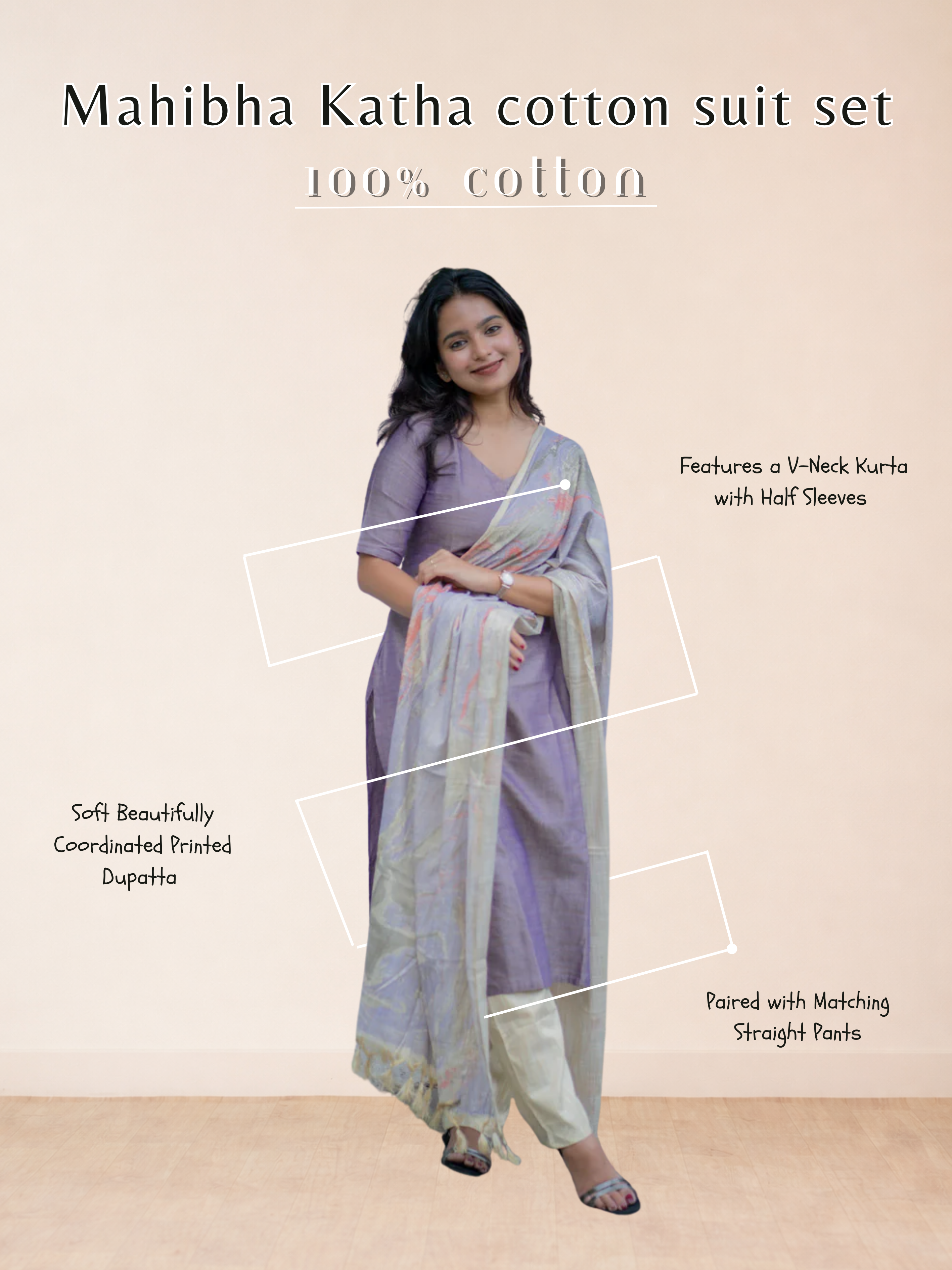 Mahibha Katha cotton suit set