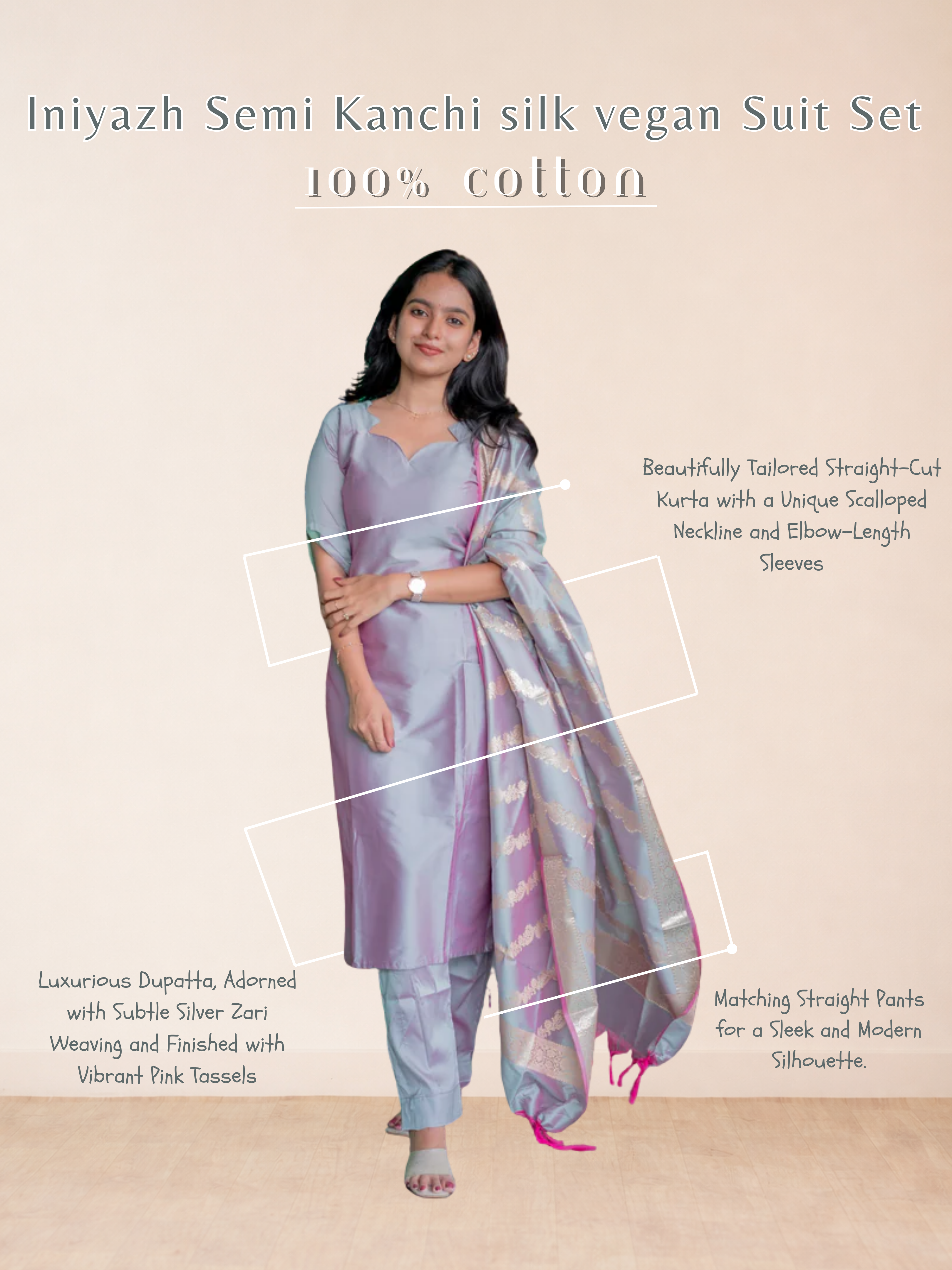 Iniyazh Semi Kanchi silk vegan Suit Set