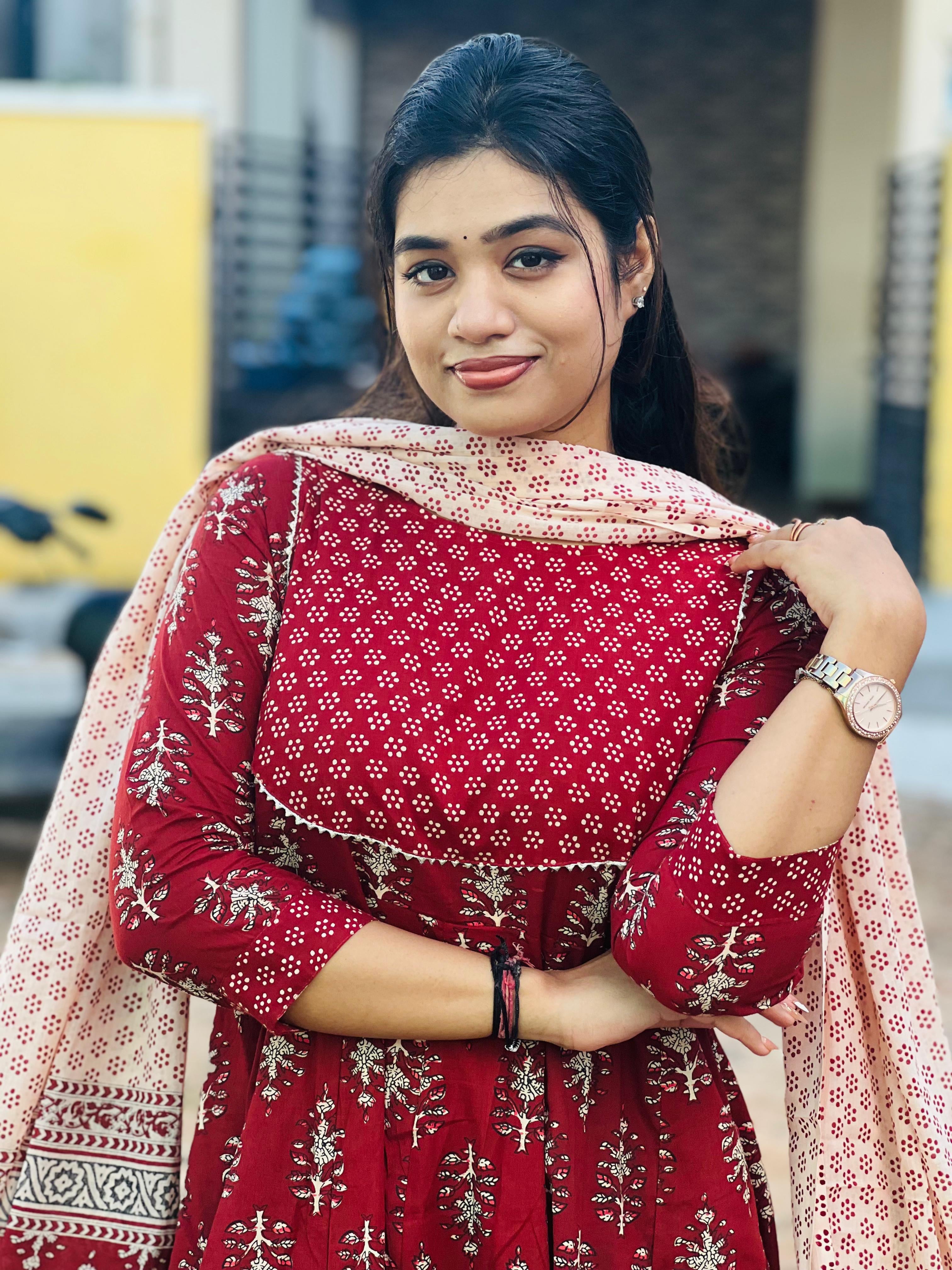 INARAH Cotton Anarkali set