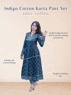 Indigo Cotton Kurta Pant Set