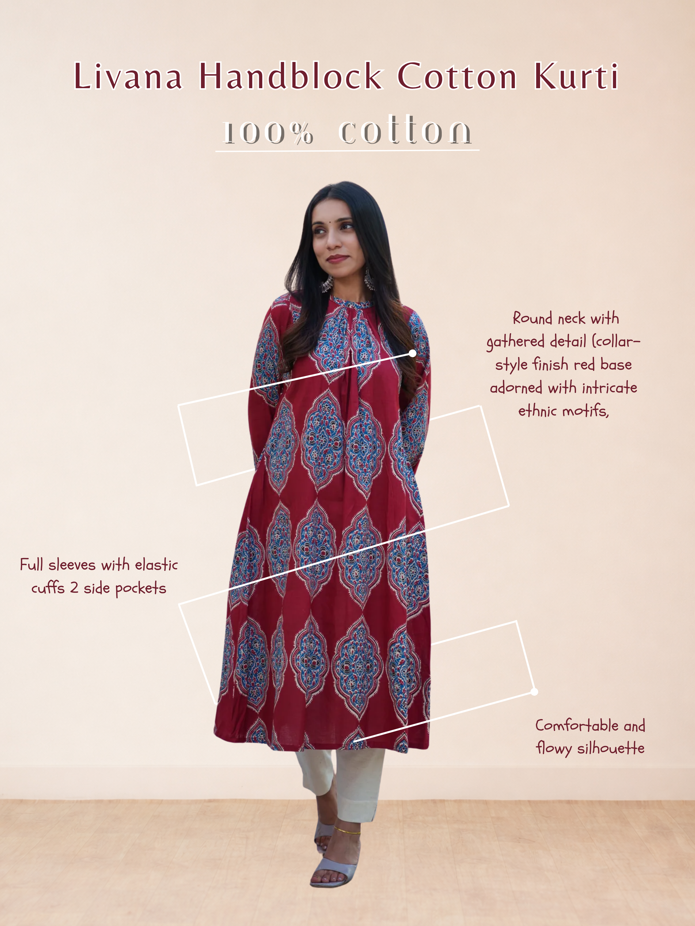 Livana Handblock Cotton Kurti