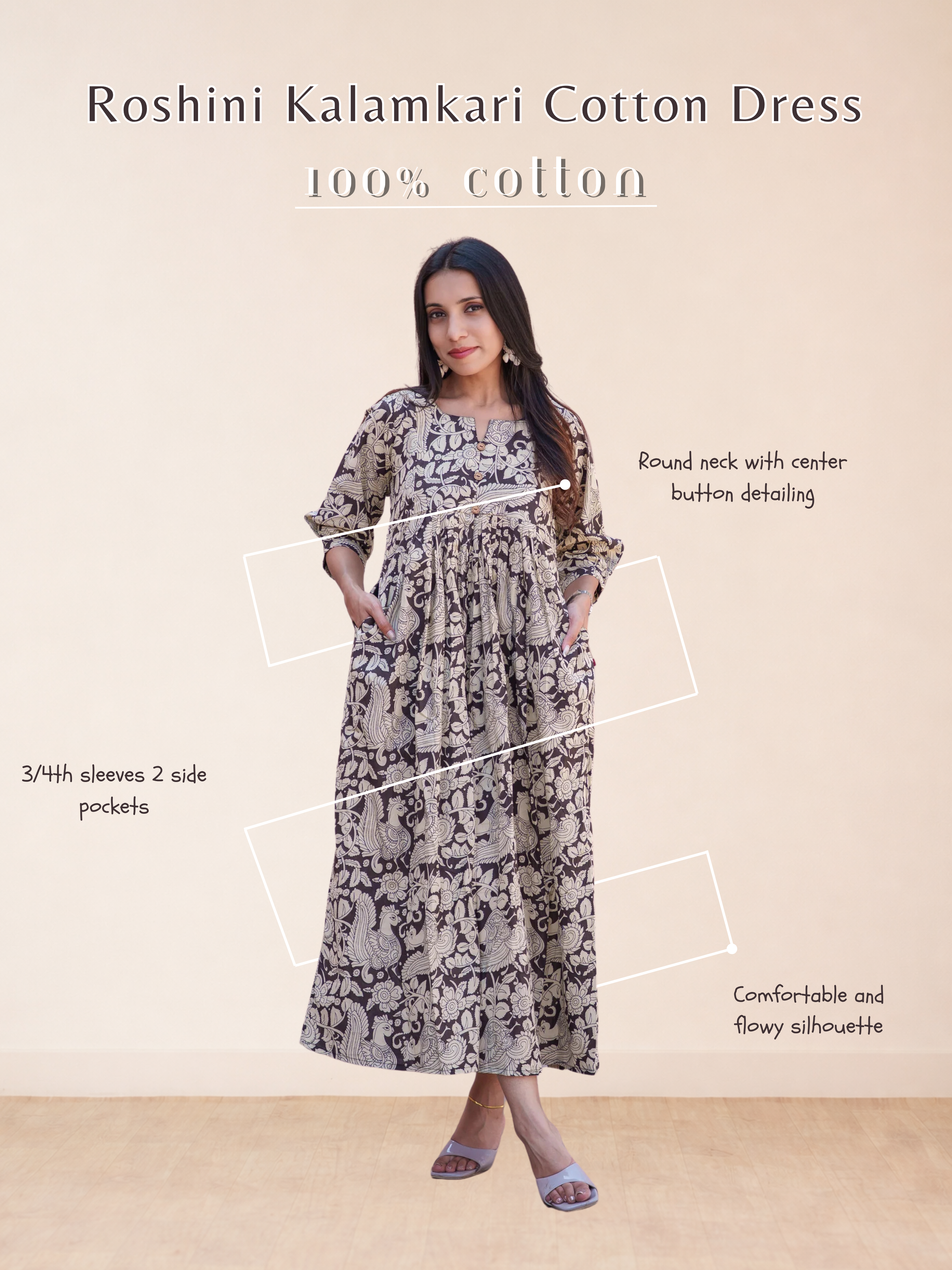 Roshini Kalamkari Cotton Dress