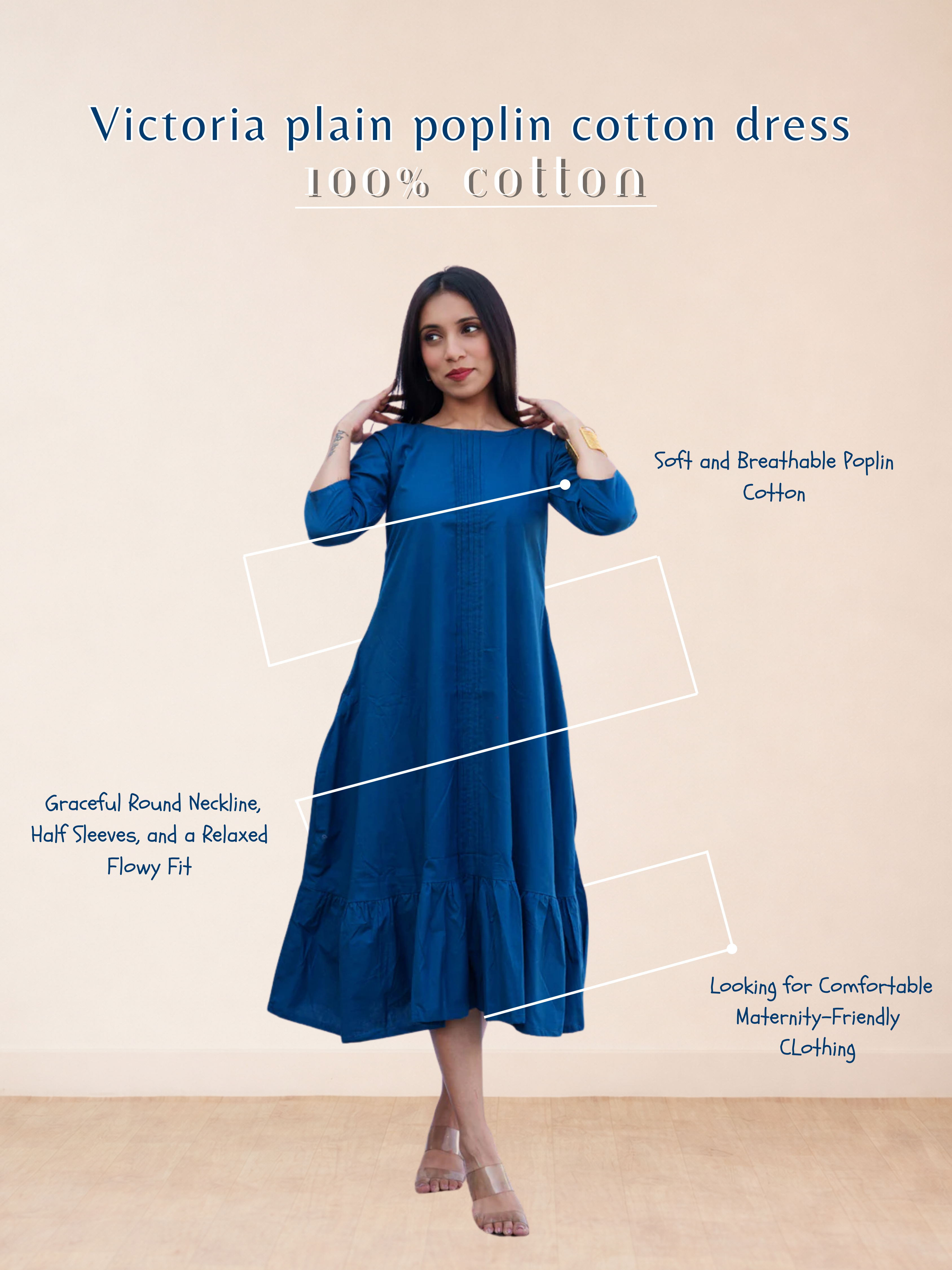 Victoria plain poplin cotton dress