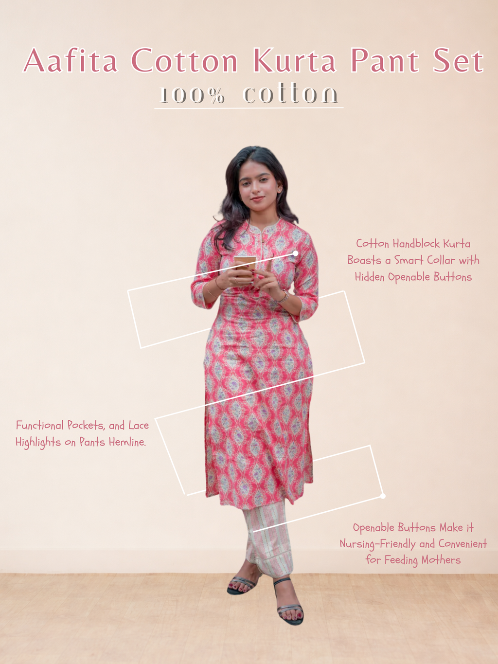 Aafita Cotton Kurta Pant Set