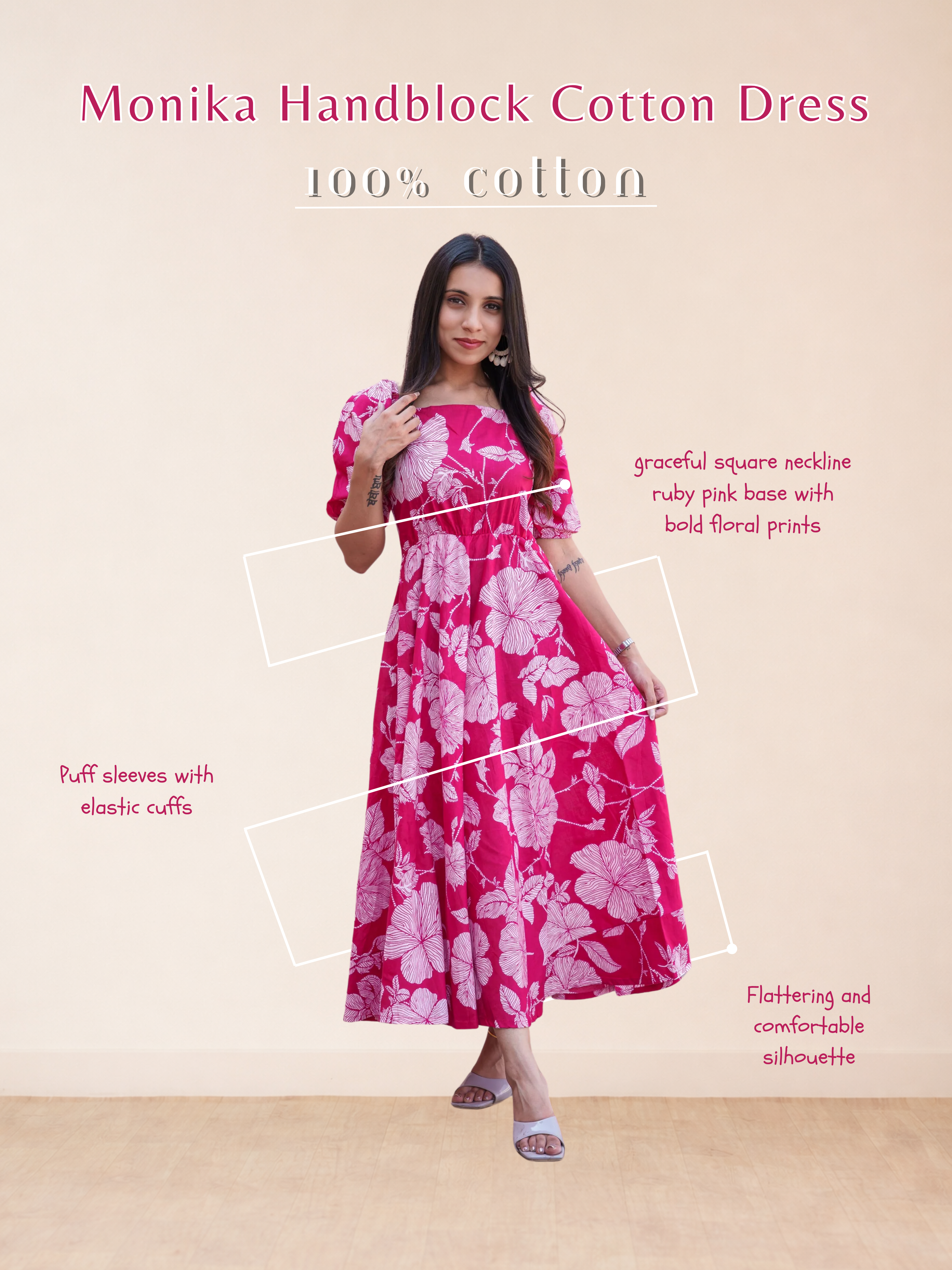 Monika Handblock Cotton Dress