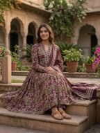 Purple Alia Cotton Suit Set