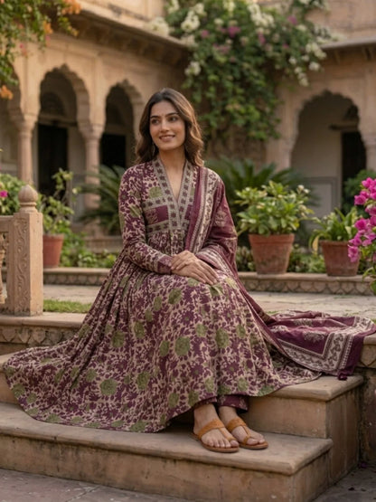 Purple Alia Cotton Suit Set