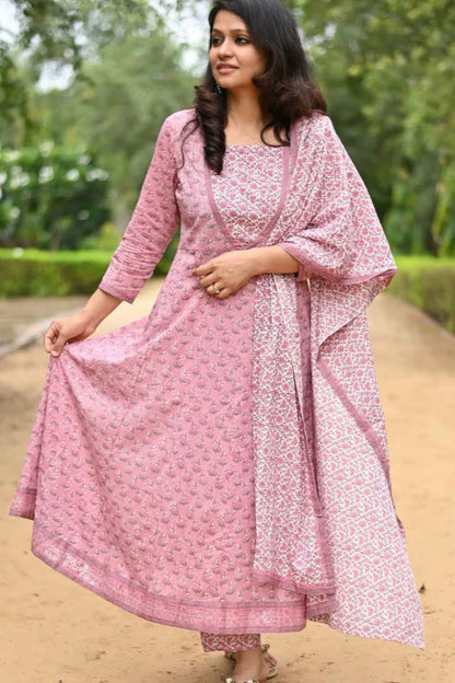Onion pink  Cotton Suit Set