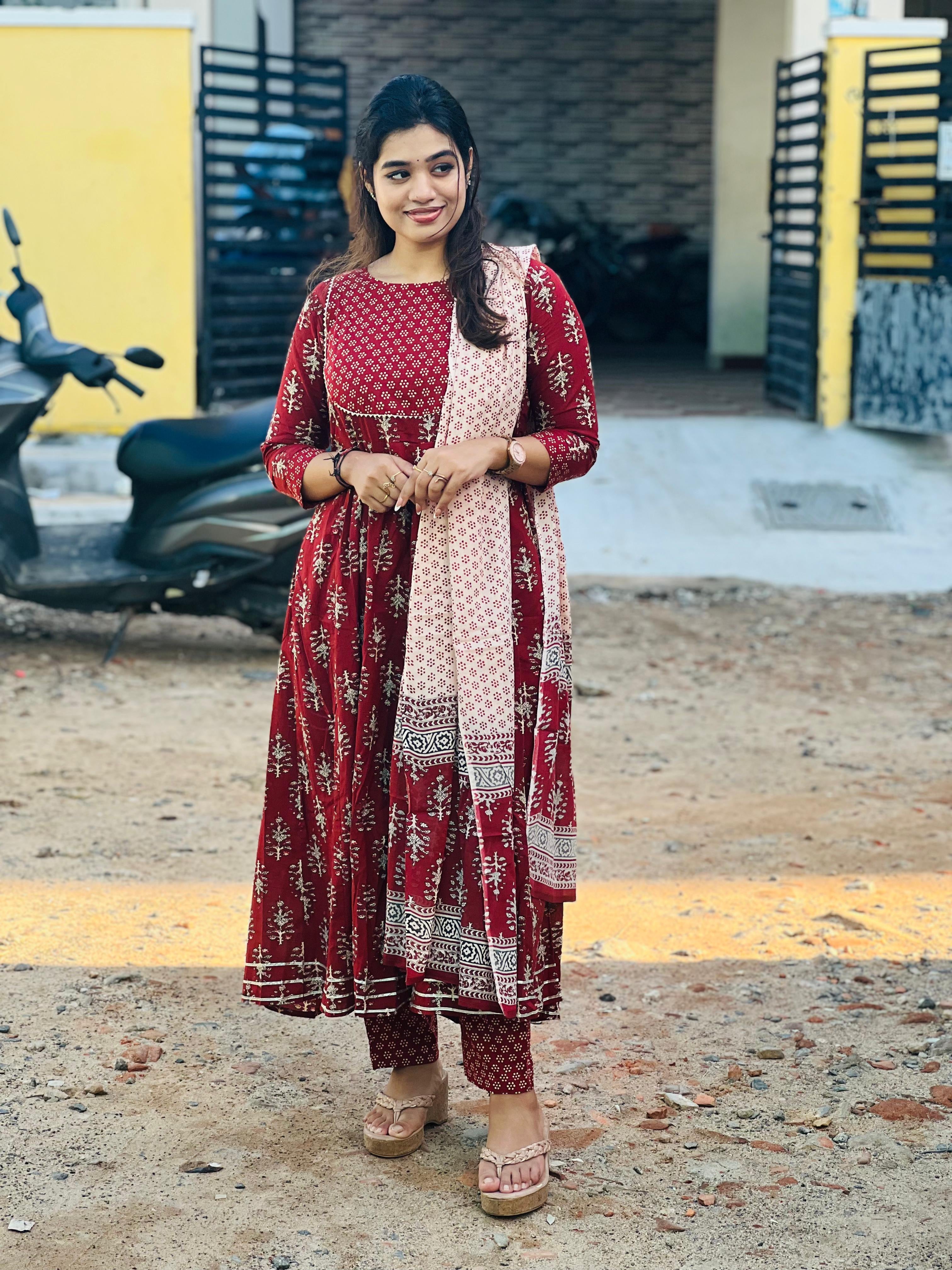 INARAH Cotton Anarkali set