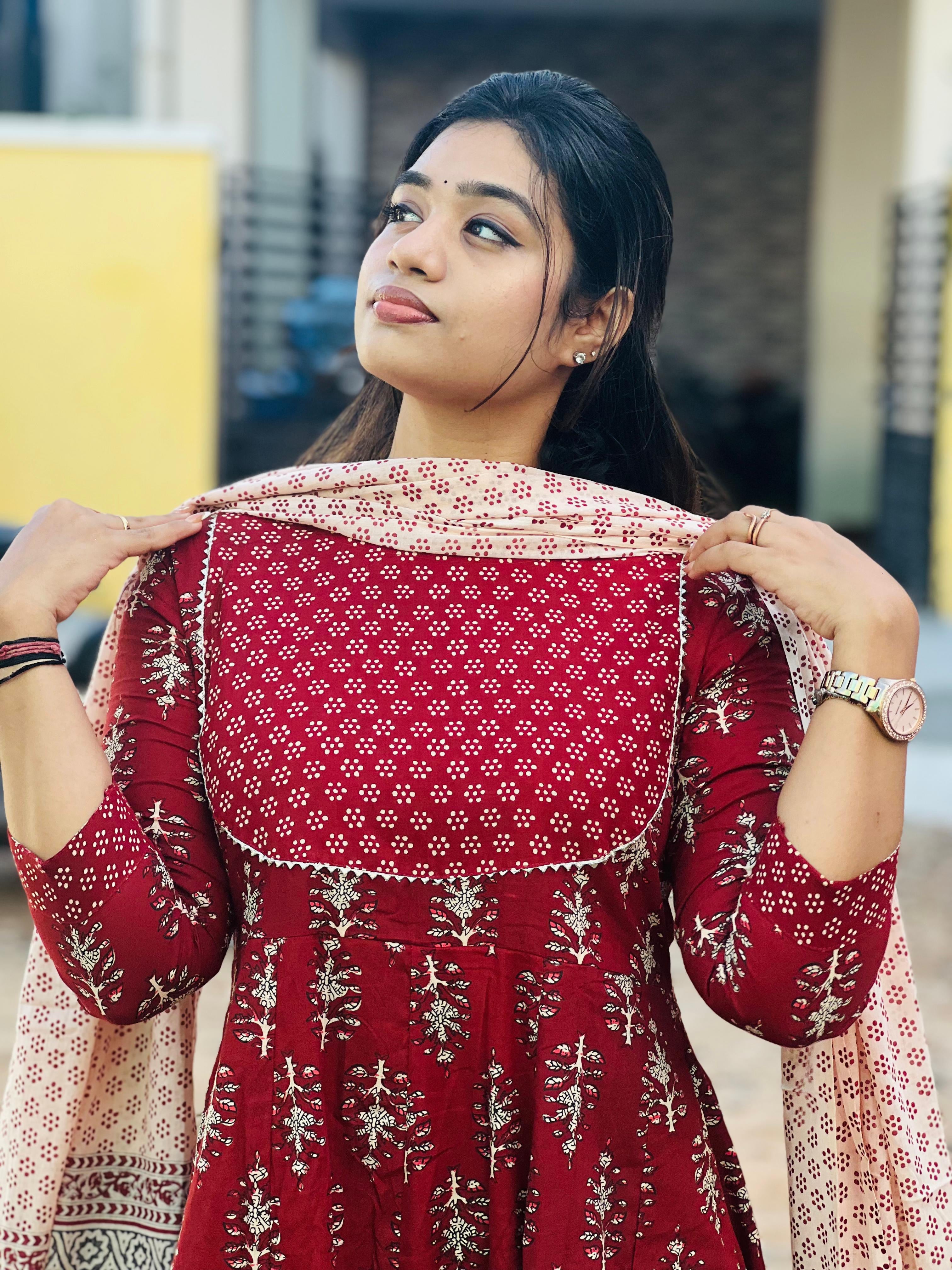 INARAH Cotton Anarkali set