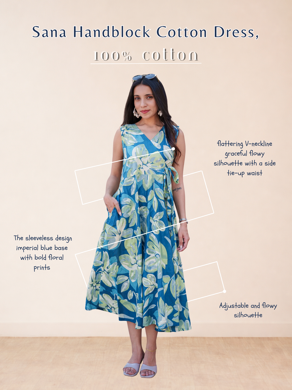 Sana Handblock Cotton Dress,