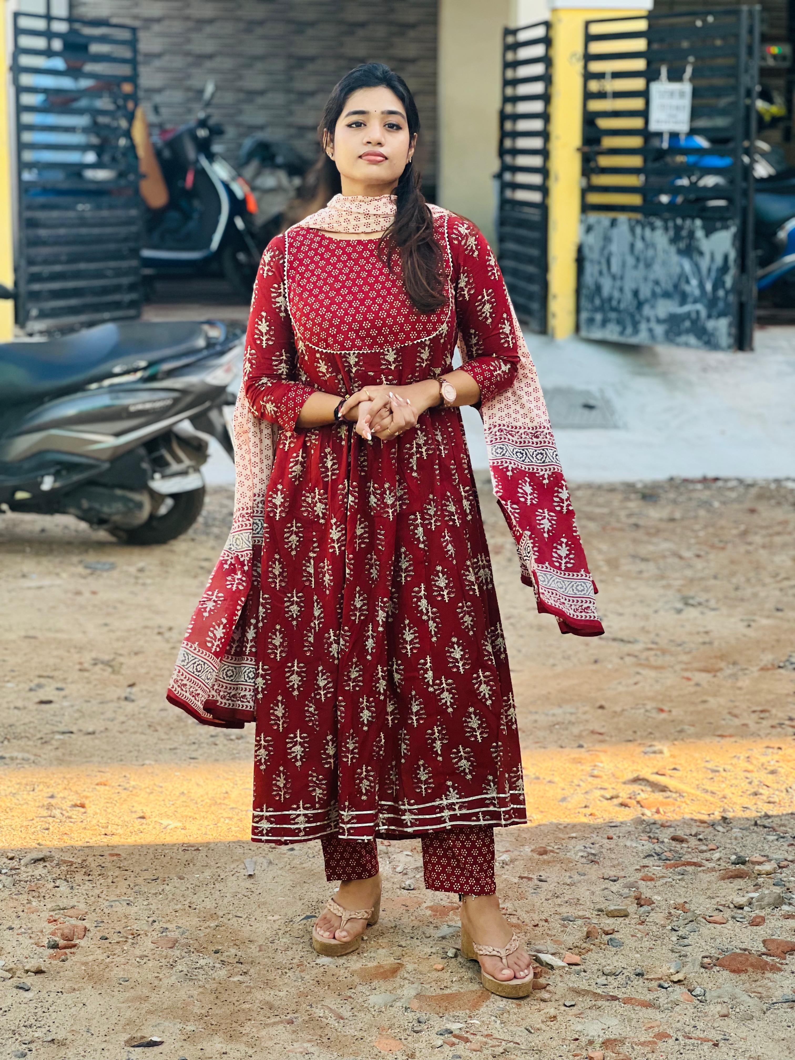 INARAH Cotton Anarkali set