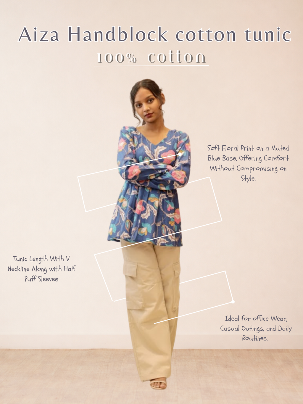 Aiza Handblock cotton tunic