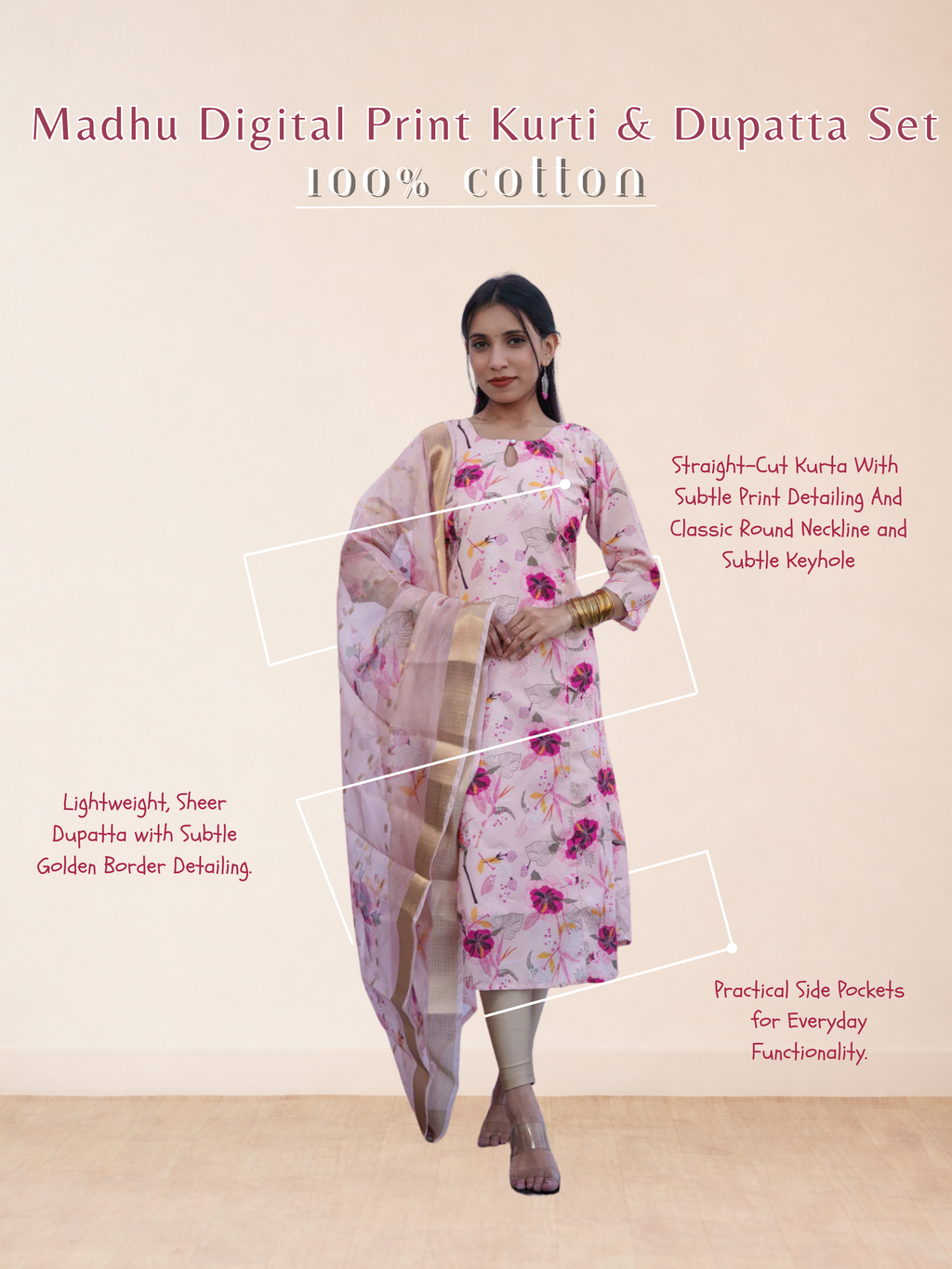 Madhu Digital Print Kurti & Dupatta Set