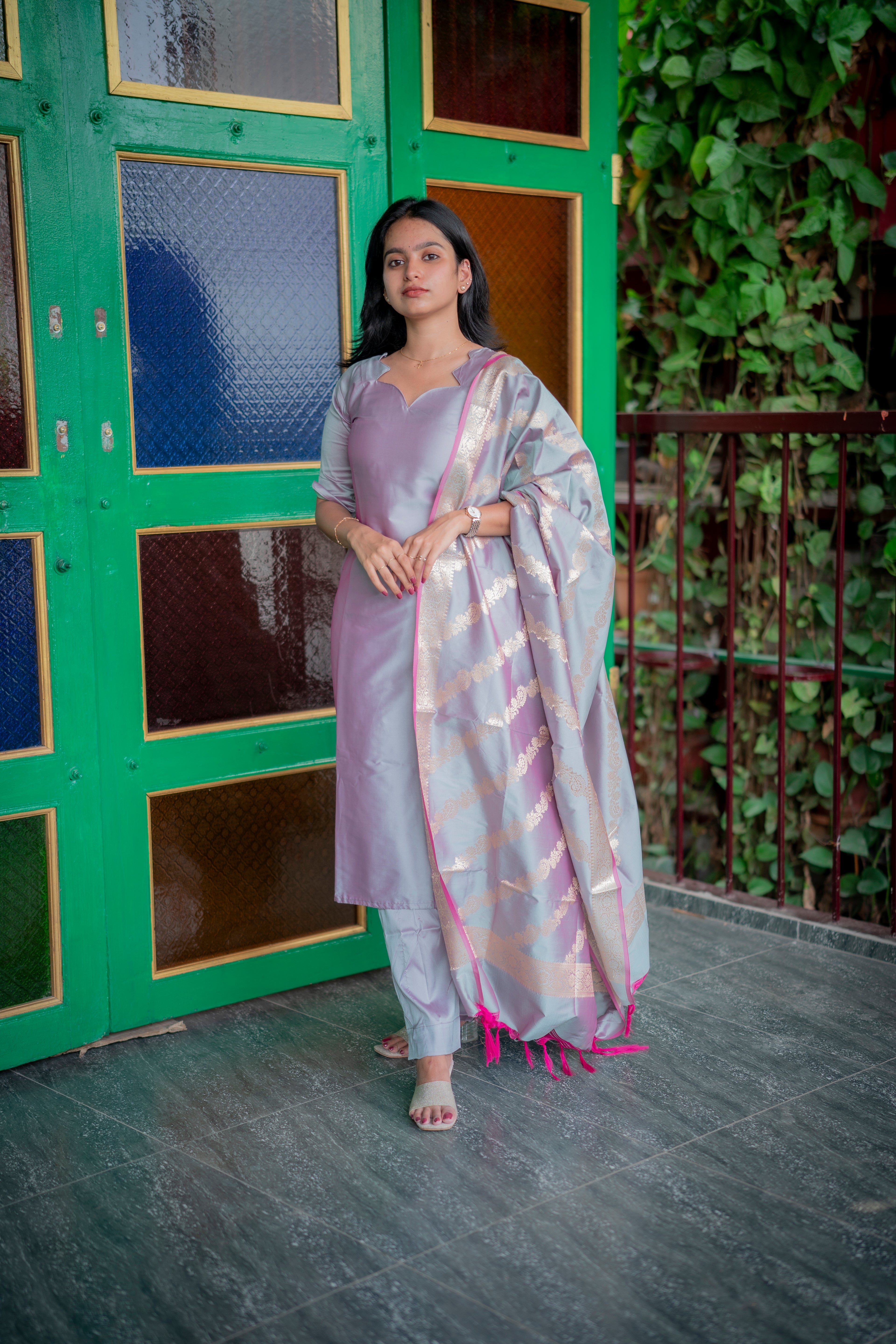 Iniyazh Semi Kanchi silk vegan Suit Set