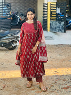INARAH Cotton Anarkali set