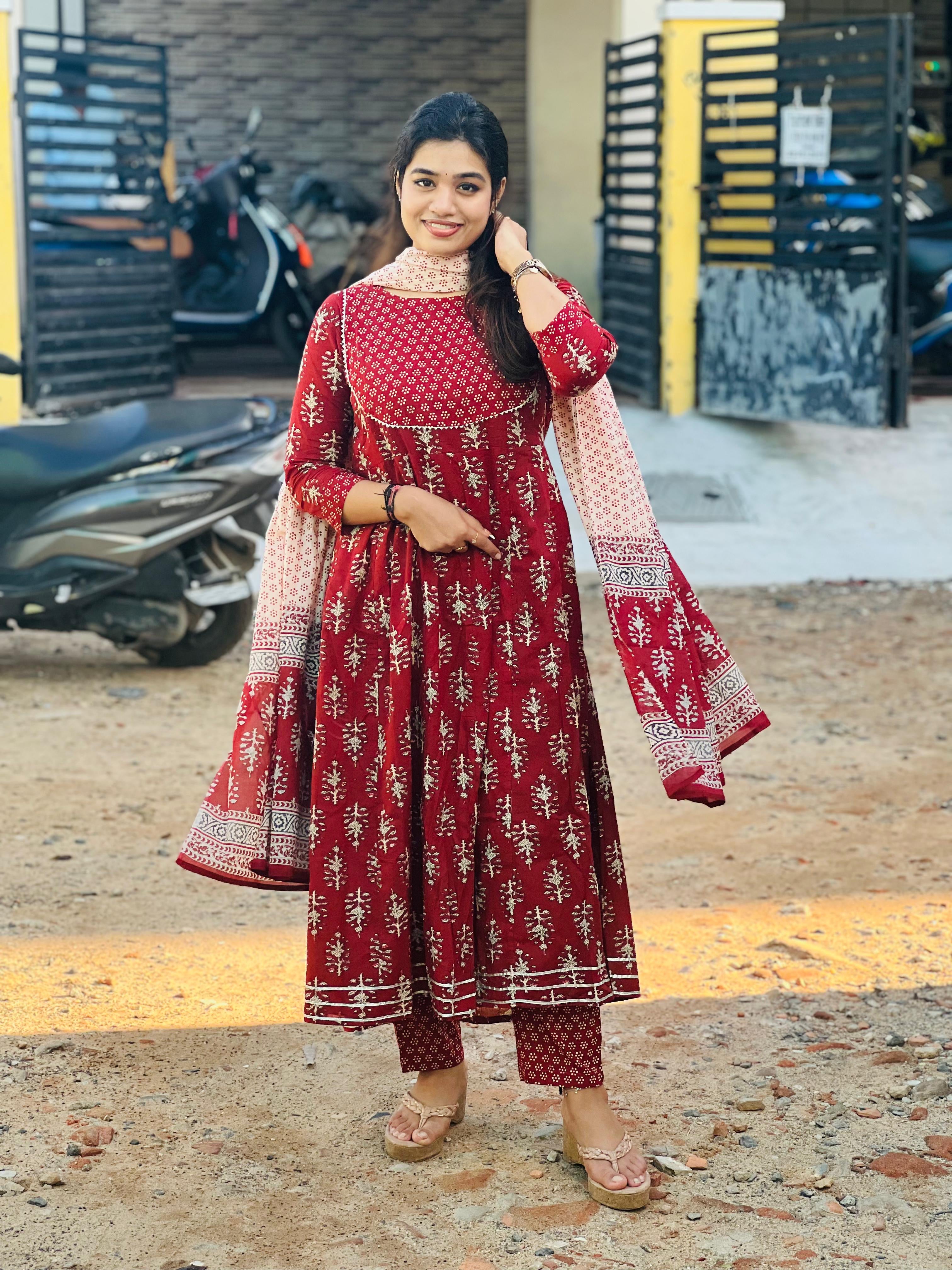 INARAH Cotton Anarkali set