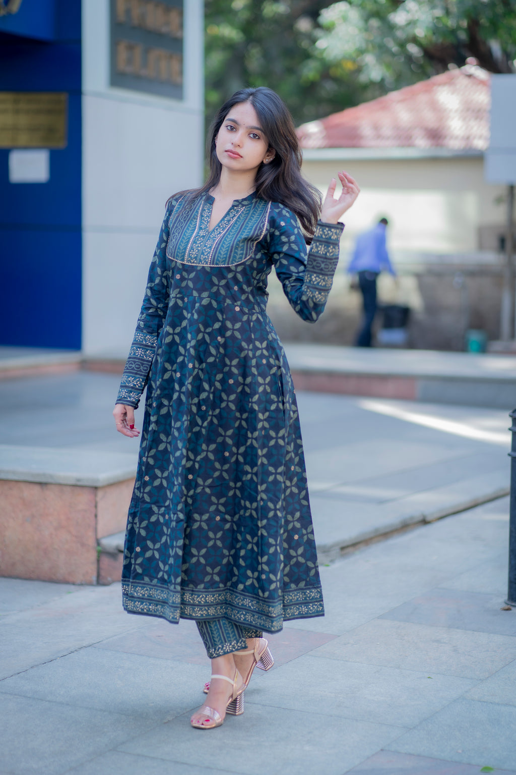 Indigo Cotton Kurta Pant Set