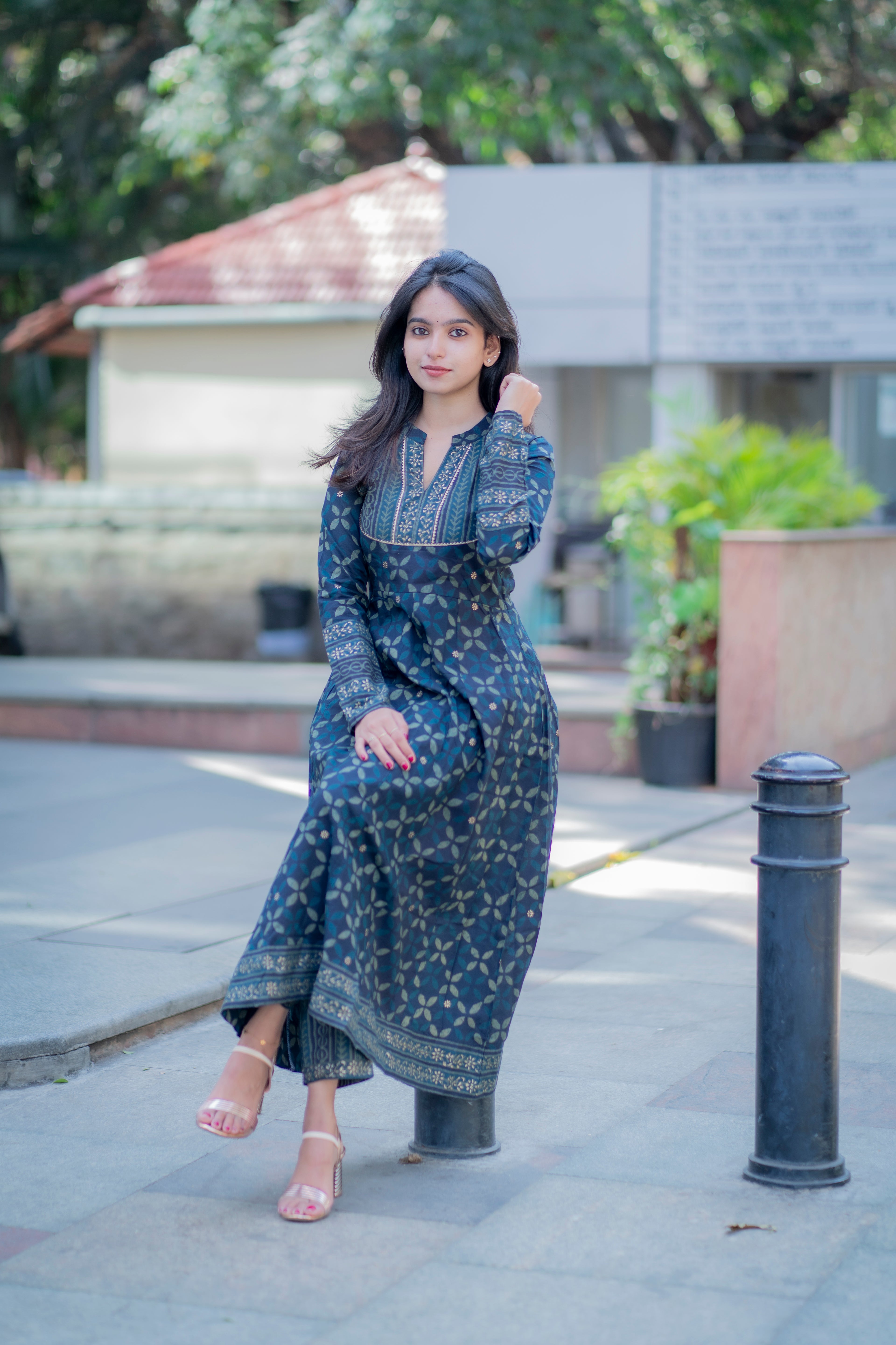 Indigo Cotton Kurta Pant Set