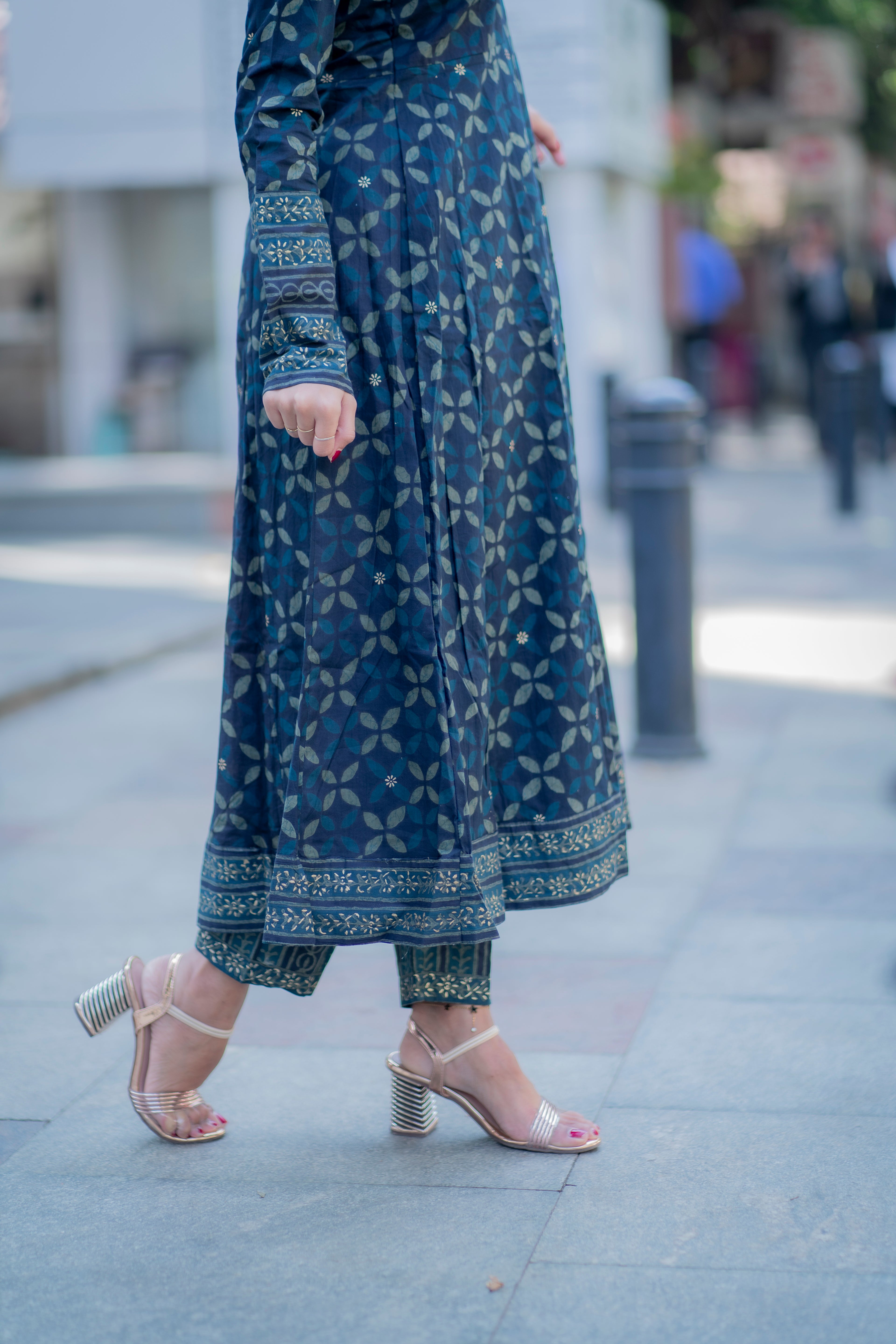 Indigo Cotton Kurta Pant Set