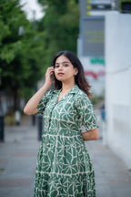 Amelia Green Handblock Tiered Dress