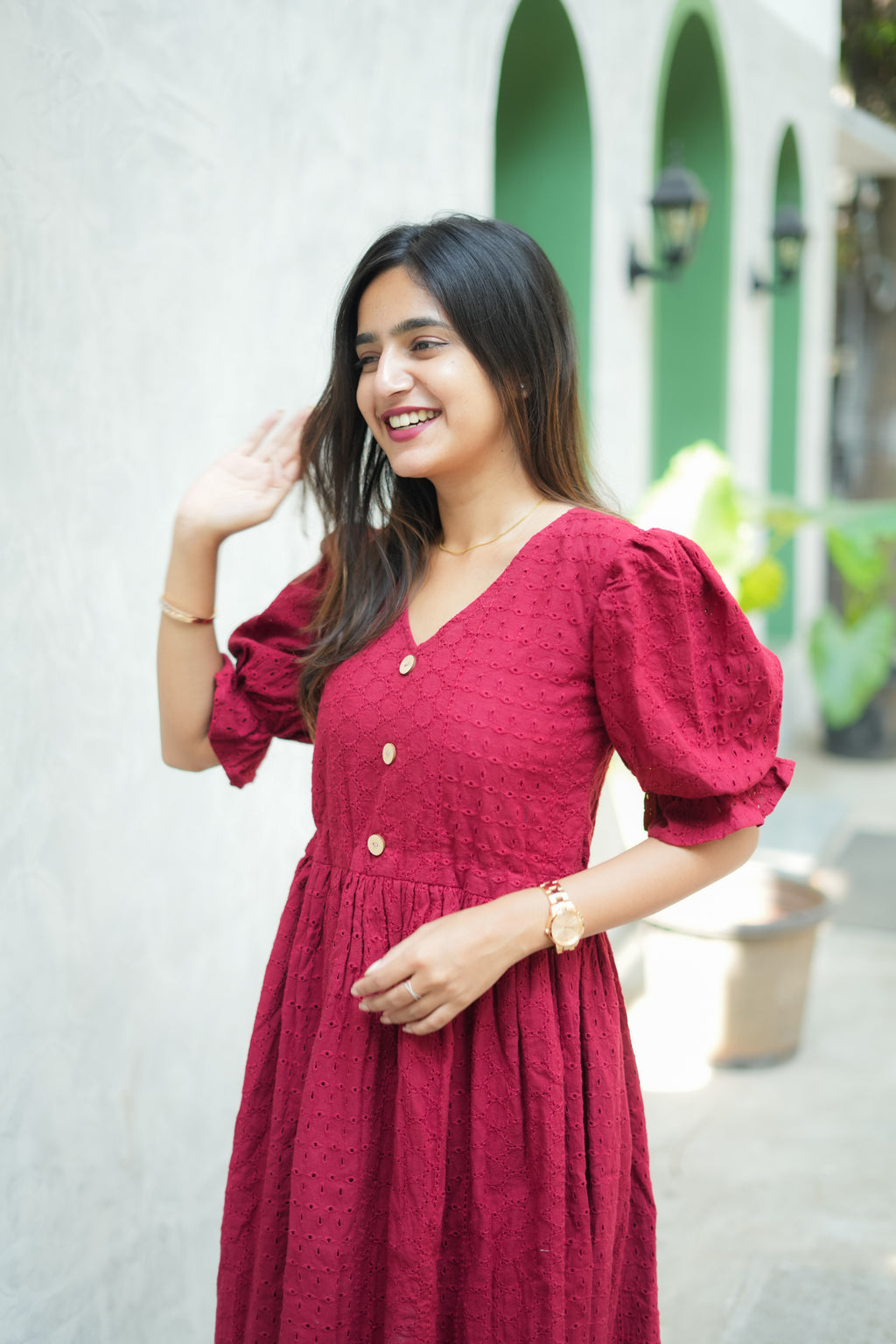 Steffy Schiffli Hakoba cotton Dress