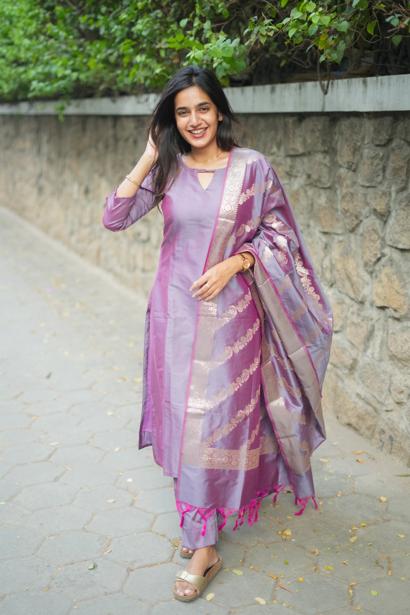 Varnika Semi Kanchi silk vegan Suit Set