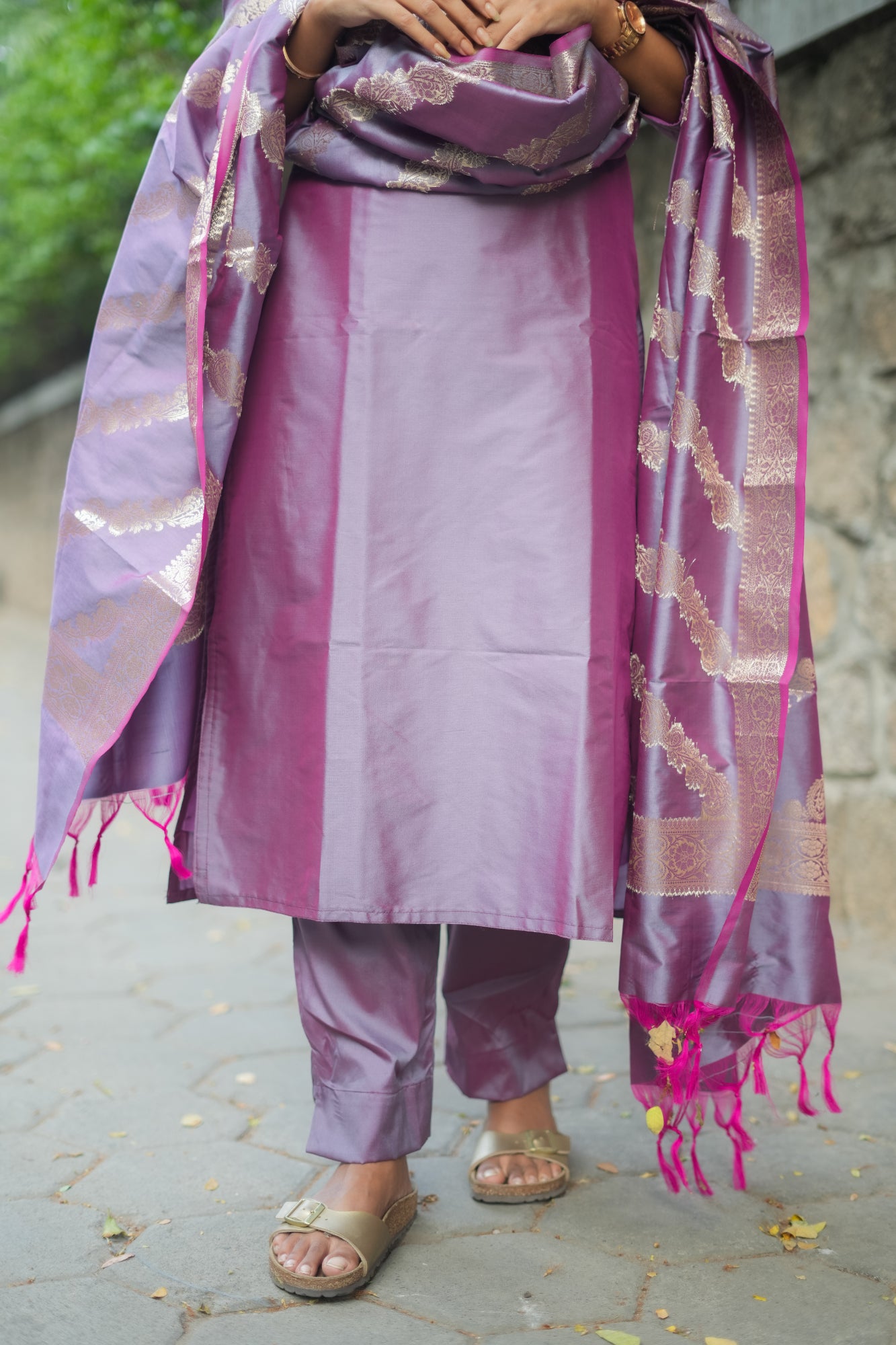 Varnika Semi Kanchi silk vegan Suit Set