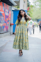 Zara Handblock Tiered cotton  Dress