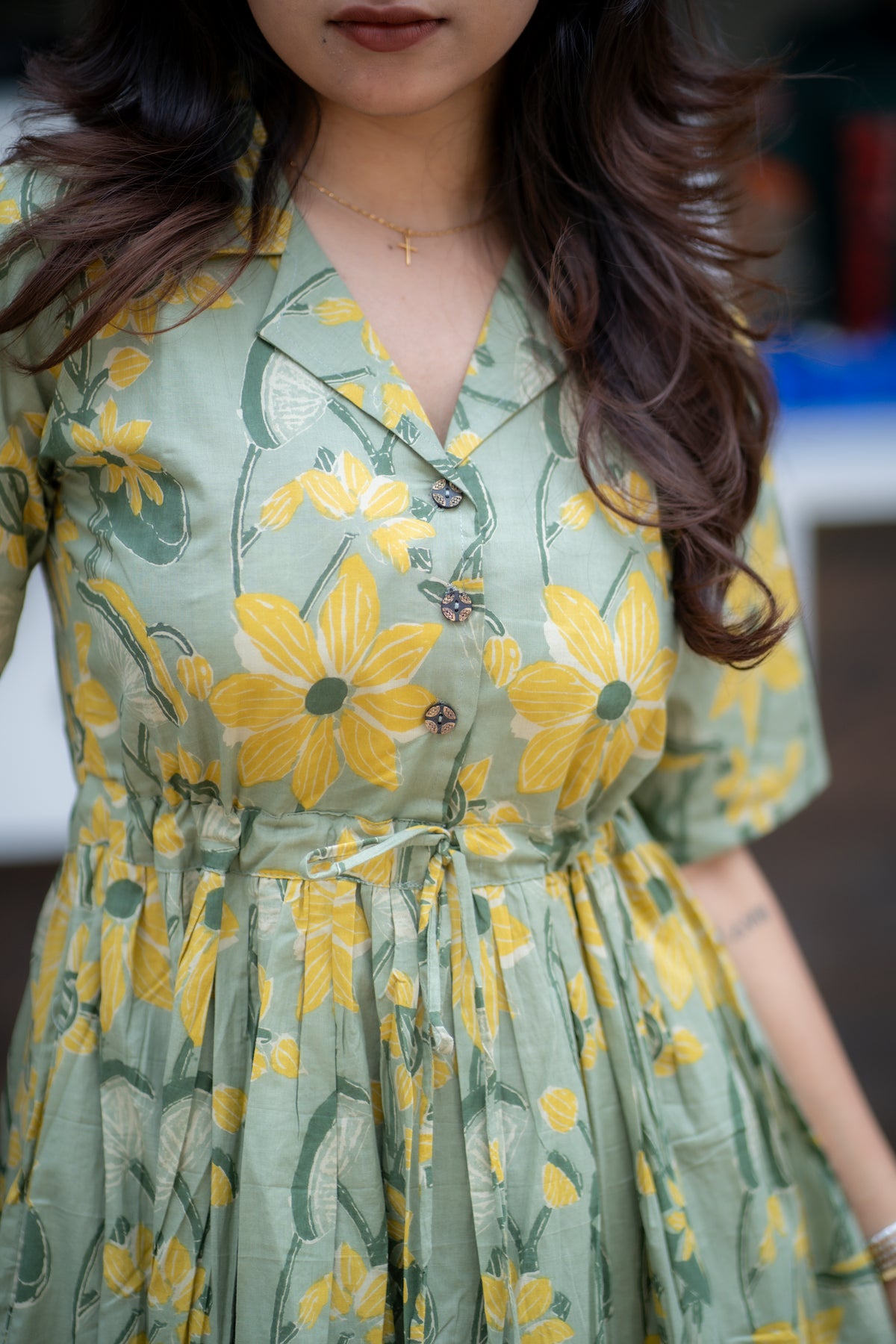 Zara Handblock Tiered cotton  Dress