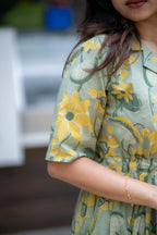 Zara Handblock Tiered cotton  Dress