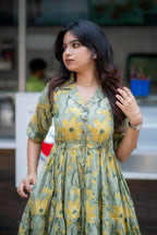 Zara Handblock Tiered cotton  Dress
