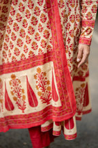 Handblock Printed Cotton Anarkali Suit Set