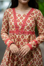 Handblock Printed Cotton Anarkali Suit Set