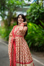 Handblock Printed Cotton Anarkali Suit Set