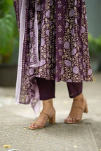Purple Double Print Hand Block Suit Set