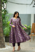 Purple Double Print Hand Block Suit Set
